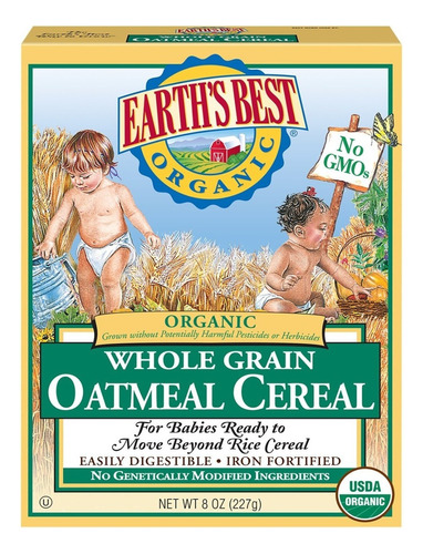 Earth's Best Cereal Avena Organica Comida Bebé 227g 3 Pack