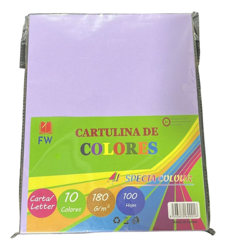 Cartulina Carta Colores Surtidos 180g X 100 Unidades