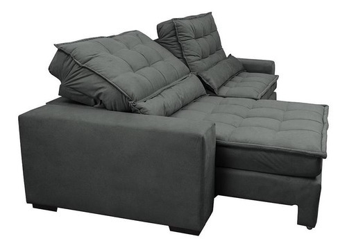 Sofá Retrátil e Reclinável com Molas Ensacadas Cama inBox Gold 2,52m Tecido Suede Velusoft Cinza