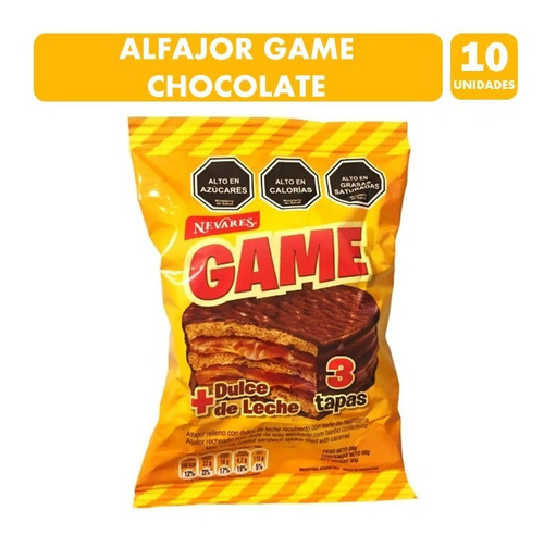 Alfajor Game De Nevares - Amarillo (pack Con 10 Unidades)