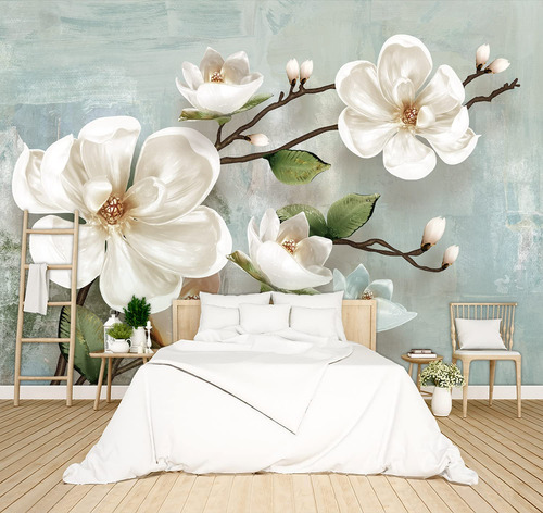 Hermoso Papel Tapiz Floral 3d Para Dormitorio Moderna Sala X