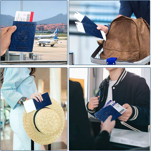Porta Pasaporte Y Carnet De Vacunación Kaoban Azul Marino