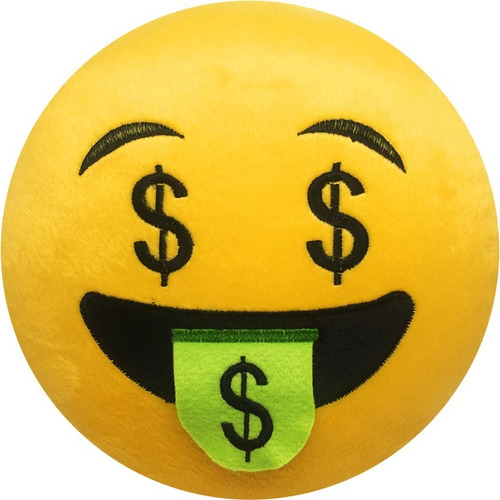 Almofada Bordada De Pelúcia Emoji/tamanho: 45 Cm X 45 Cm Cor Várias Desenho Do Tecido Emoji Dinheiro