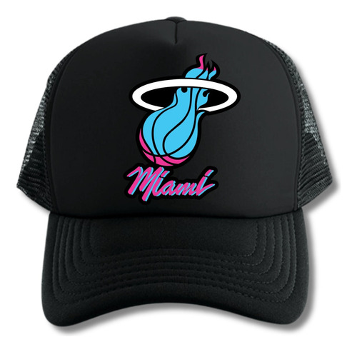 Miami Heat Gorra Bsk Trucker Camionera Black Series