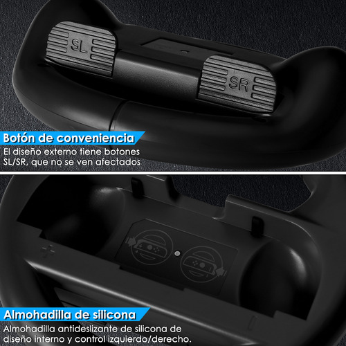 Volante para Nintendo Switch OLED Joy-Con Controller 2 Steering Wheel + 6 Tapas Compatible con OLED Modelo Racing Juegos Armazones Controles Accesorio Universales Diseño Ergonómico
