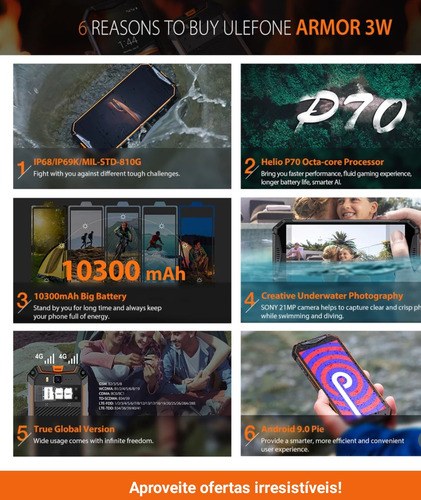 Ulefone Armadura 3w 10300mah Áspero Smartphone Android 9.0 I