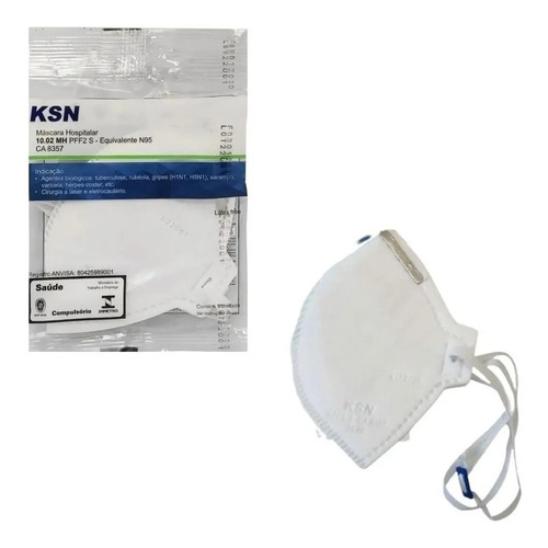 Máscara Hospitalar N95 Pff2 Ksn-pct C/10 Reg. Anvisa-inmetro Cor Branco