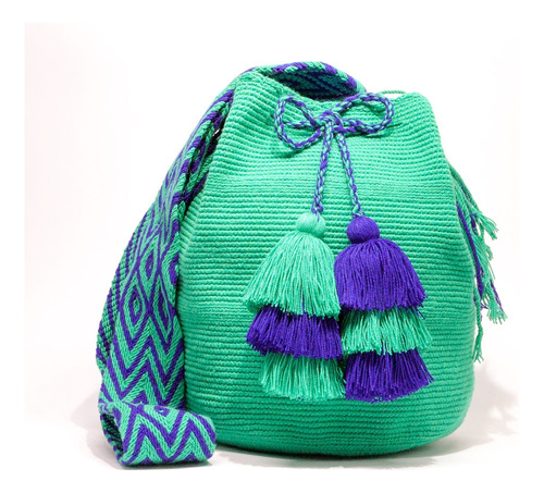 Mochila Wayuu Unicolor Verde Jade - Grande 