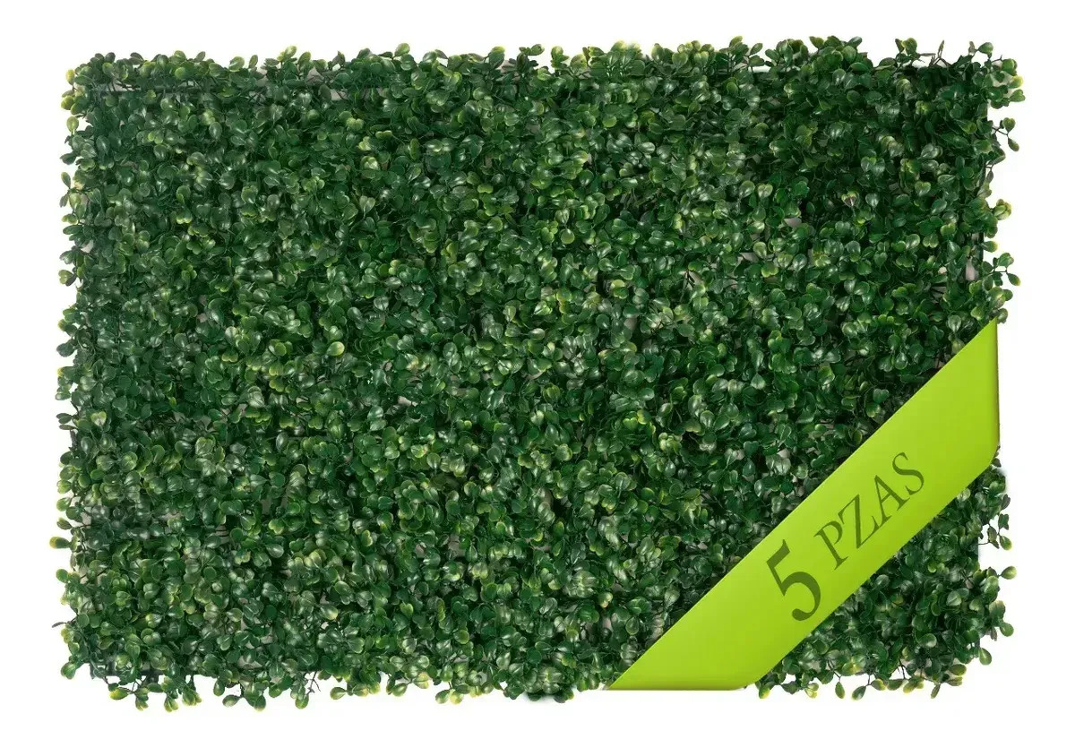 Muro Verde Follaje Artificial Sintético Pared 60x40cm Kit De 5 Piezas