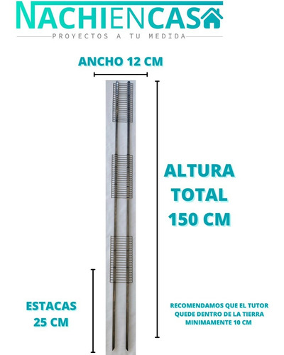 Imagen 2 de 10 de Tutor Plantas Huertas Jardín Trepadoras Hierro 150cm Pack X2