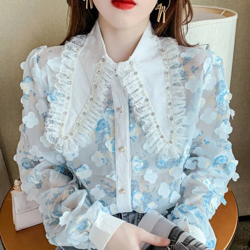 Camisa Dulce Con Cuello De Muñeca Para Mujer, Versión Corean