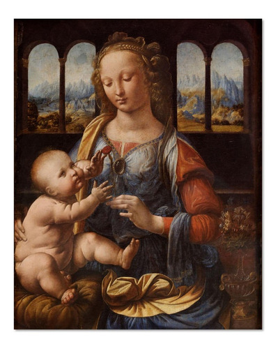 Cuadro Virgen Del Clavel Leonardo Da Vinci Pintura 45x30