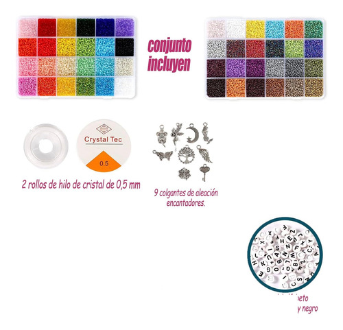 Set 3500 Cuentas De 2mm Chaquiras Kit Fabricación De Joyas
