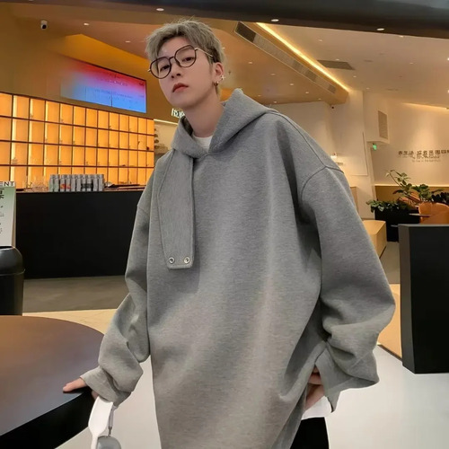 Sudadera Con Capucha Holgada Y Cuello Alto Para Hombre