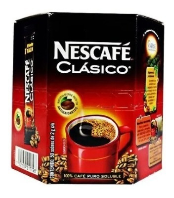 2 Cajas Cafe Nescafe Clasico Tipo Soluble 50 Sobres De 2grs