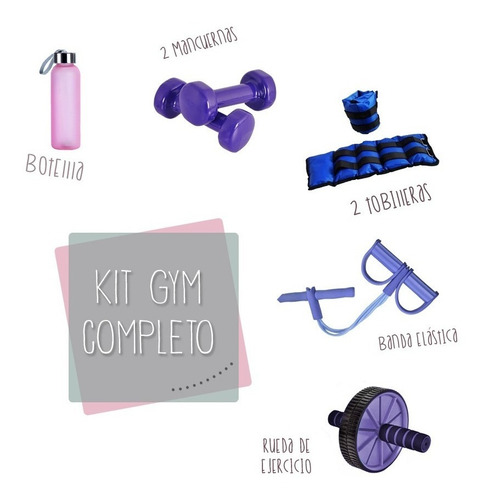 Kit Gym:tobilleras Mancuernas,banda,rueda,yoga