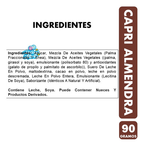 Capri De Almendra - Barra De Chocolate Clásico(barra De 90g)