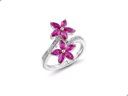 Anillo Rubíe Plata Esterlina 925 Flower By Thi Tur®