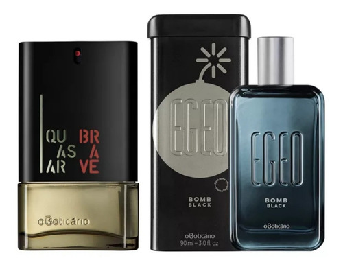 Combo Quasar Brave + Egeo Bomb Black Des. Colônia 90ml