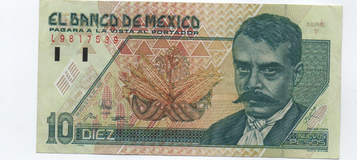 Billete Banco Mexico 1992 Diez Pesos