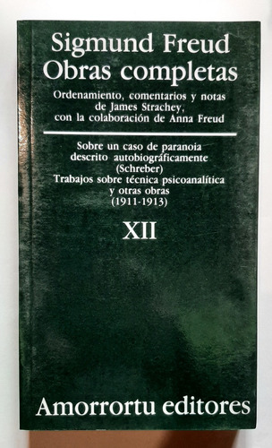 Sigmund Freud Obras Completas - Vol. Xii Amorrortu Editores