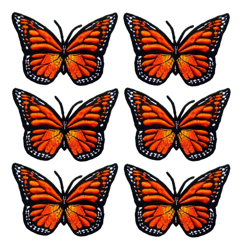 Parche Mariposa Monarca Paquete 6pz Bordadado Decorar Ropa