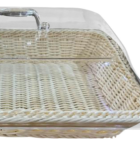 L Cesta De Pan Tejida Con Tapa Y Bandeja (40 X 30 X 15 Cm),