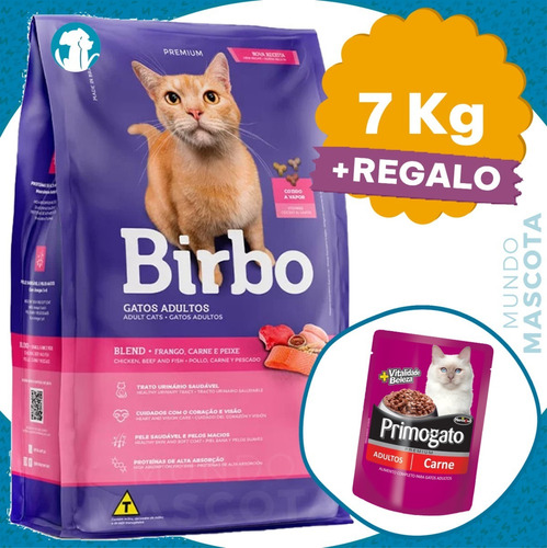 Alimento Gato Adulto Birbo Mix 7 Kg + Regalo / Mundo Mascota