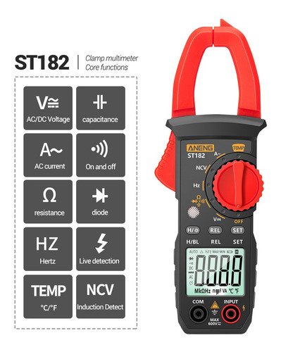 Pinza Amperimétrica Digital Aneng St182 Pro De 4000 Cuentas