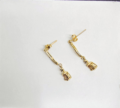 Aretes De Oro Amarillo 14k Esmeraldas Con Diamantes (Usado)