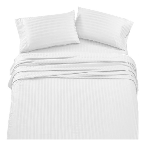 Juego de sábanas Distrito Blanco Oxford color blanco dobby con diseño lisa para colchón de 200cm x 160cm x 30cm - 4 packs