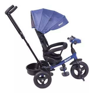 Triciclos Para Niños Ebaby Spin Con Guiador Color Azul Plomo Rosado