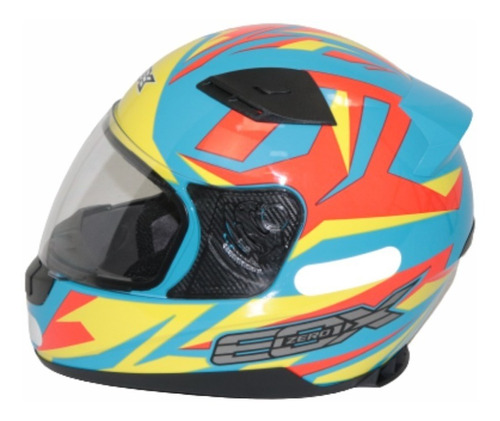 Capacete Fechado Ebf E0x Colors Azul Fluor Com Narigueira