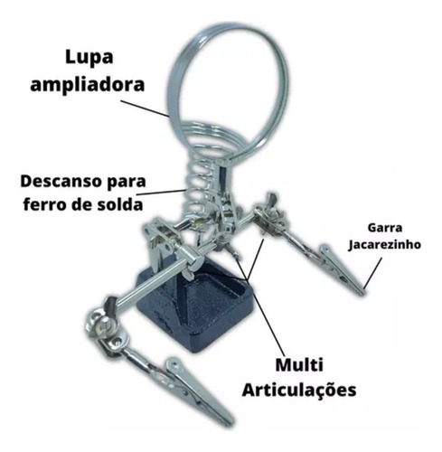 Kit 2 Suporte Lupa Bancada Garra Pinça Terceira Mão 0ad Eda