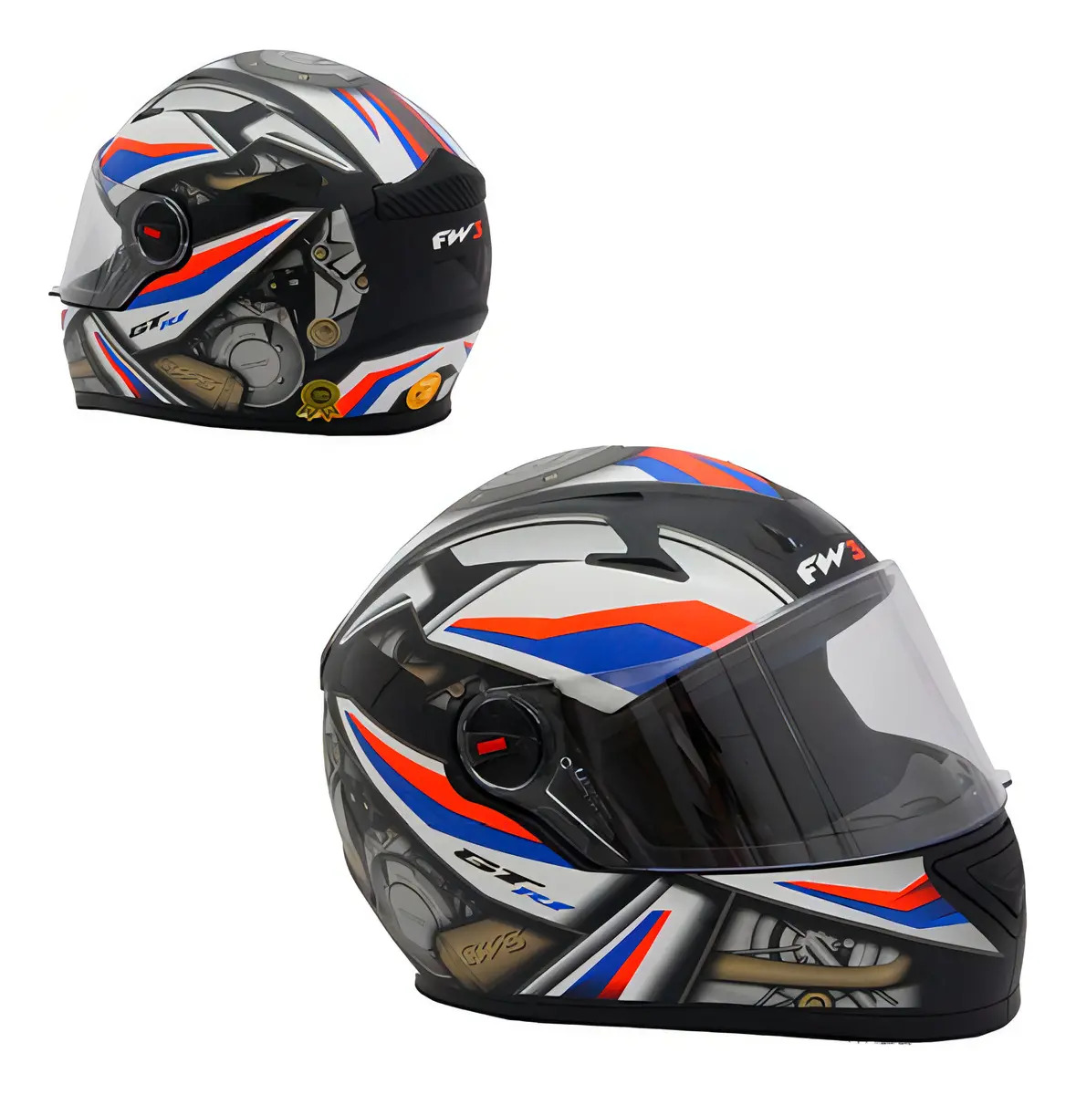 Capacete Fechado Moto Fw3 Gtn R1 Com Viseira E Narigueira Tamanho