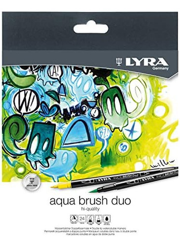 Marcadores Pincel Lyra Aqua Brush Duo Juego 24 Rotuladores A
