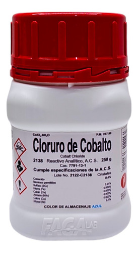 Cloruro De Cobalto R. A. 250g Marca Fagalab 