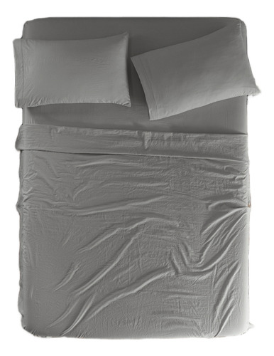 Juego De Sabanas King Size Viasoft Washed Gris Vianney