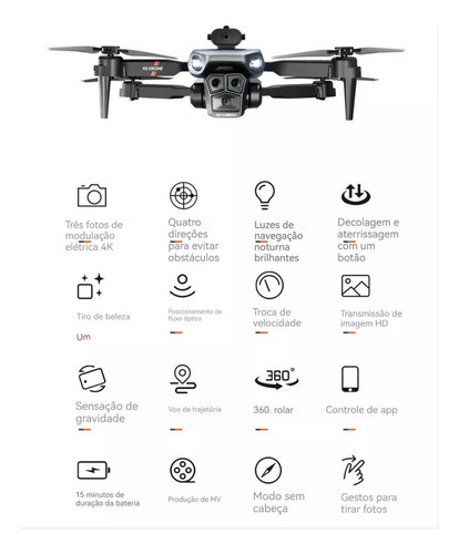 Dron Plegable Para Evitar Obstáculos Con Cámara Triple K6