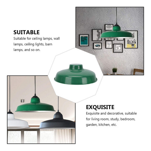 Luminaria Colgante Con Pantalla Esmaltada Vintage