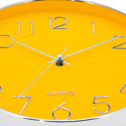 Reloj Pared Puente Nacional Decoracion Plata Y Amarillo Ø30c