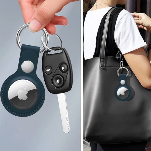 Imagen 2 de 6 de Funda Ecocuero Llavero Compatible Apple Airtag Localizador