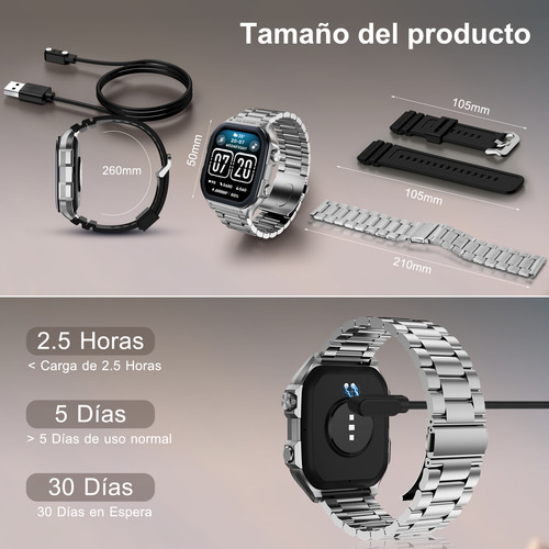 Smartwatch aitafy ids06 Reloj inteligente hombre GPS Llamada Bluetooth brújula de barómetro 5ATM Resistente al Agua asistente voz IA deportivos monitoreo de salud Correa de metal Resistente a caídas