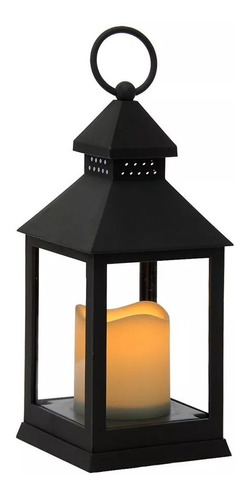 Farol Fanal Vela Led Calido Negro Velon Deco Chill 