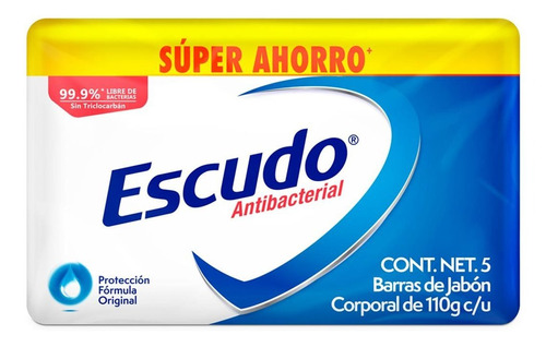 Jabón En Barra Escudo Antibacterial Fórmula Original 5 Barras De 110g