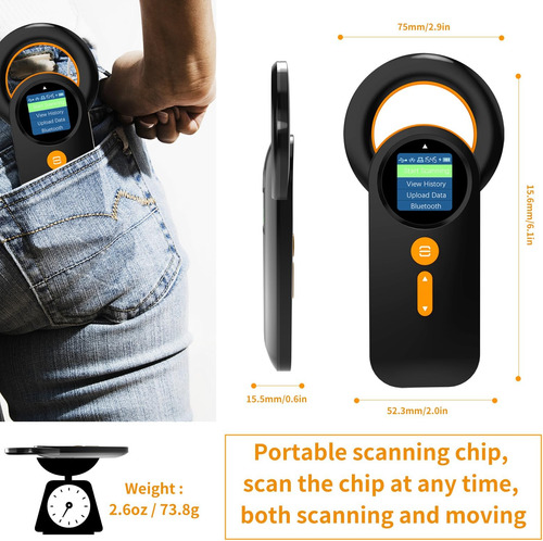 Lector De Microchip Para Mascotas Bluetooth, Alacrity 3 En 1