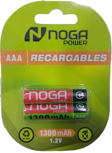 Set 2 Pilas Recargables Aaa 1300mah En Blister Noga