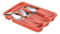 Comprar Faqueiro Inox Jogo De Talheres Porta Talheres Com 25 Peças Cor Vermelho