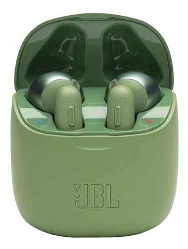 Fone de ouvido in-ear gamer sem fio JBL Tune 220TWS 220 verde com luz  verde-escuro LED