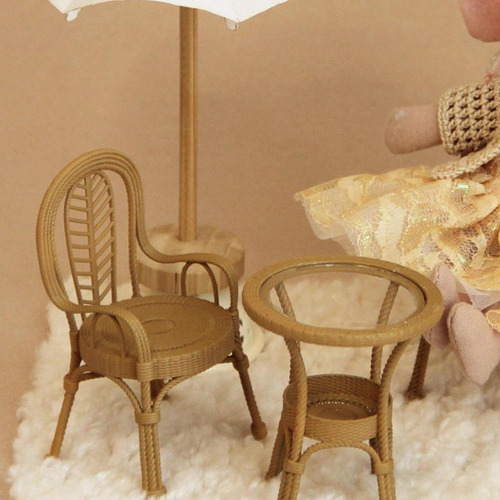 Juego De Mesa Y Silla De Patio En Miniatura A Escala 1/12,